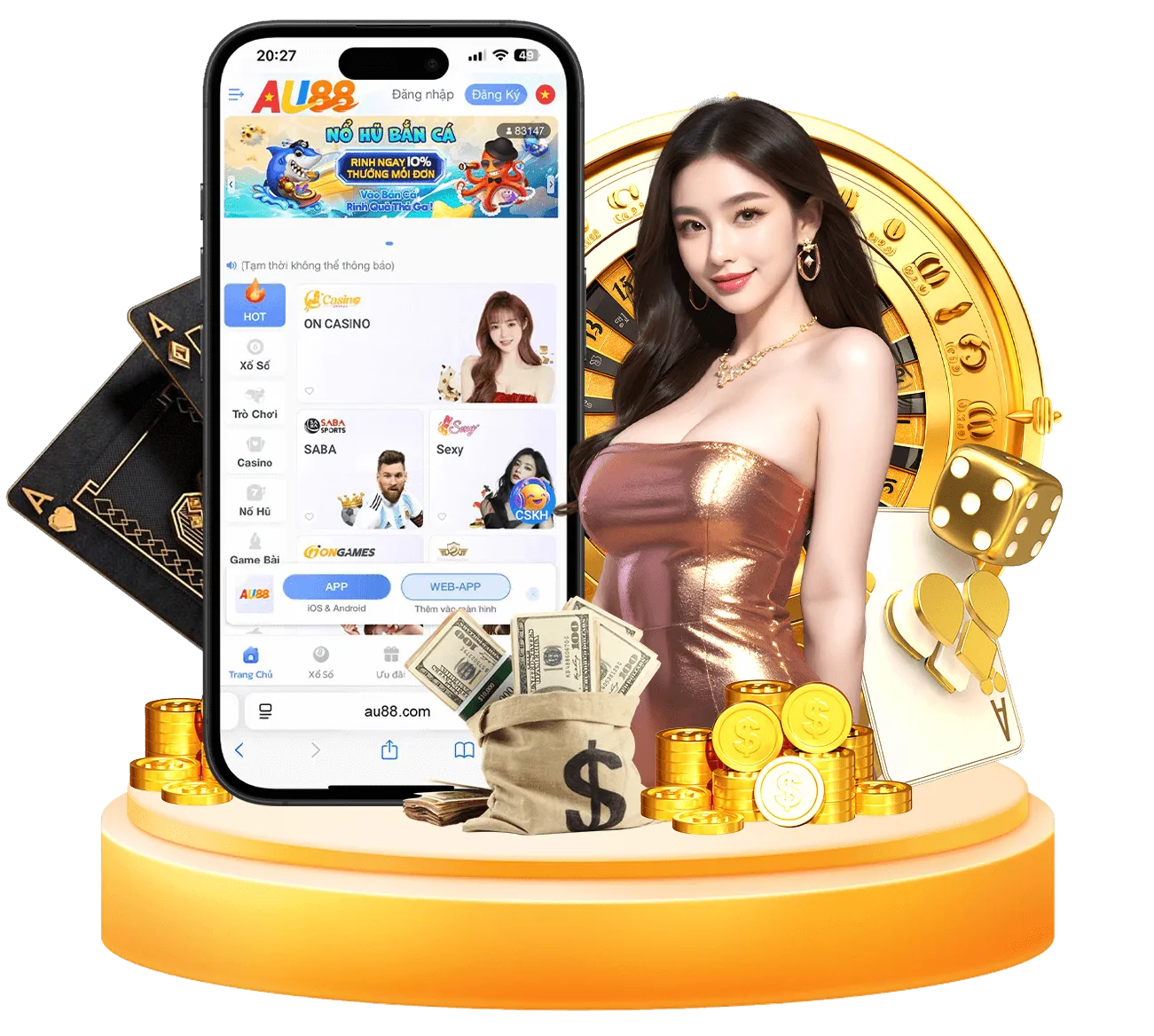 Dịch vụ ứng dụng AU88 trên di động